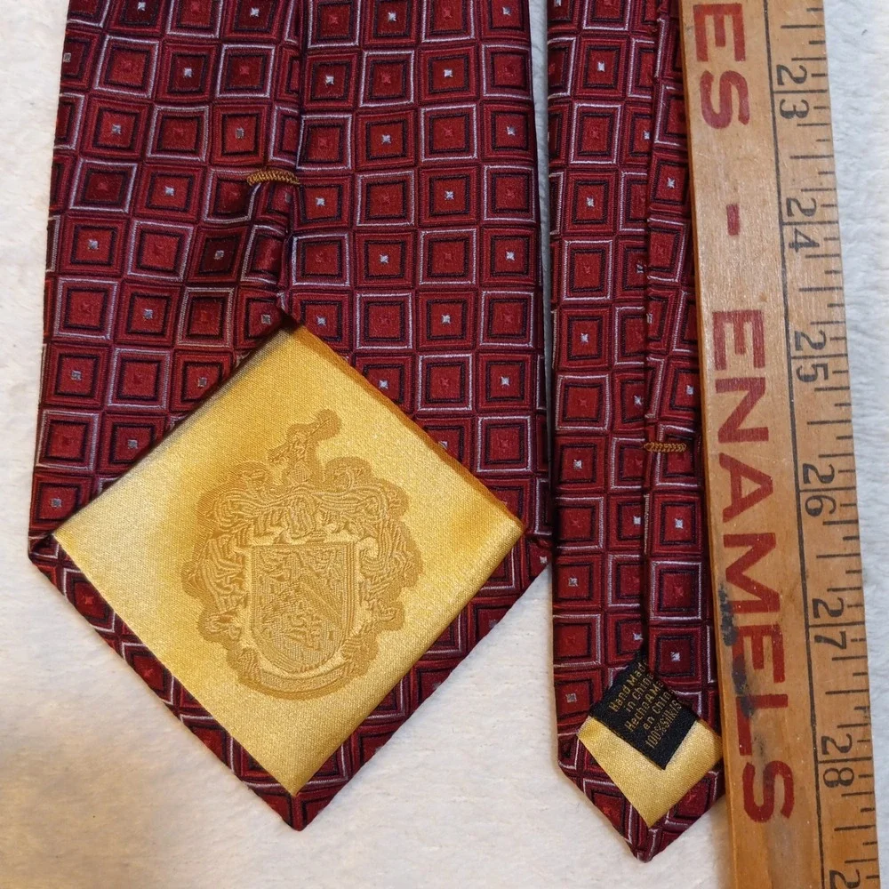 Donald Trump Signature Collection 100% Silk Red Geometric Check Neck Tie